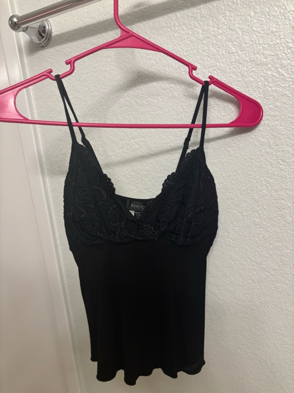Bebe Black Lace-Trim Tank